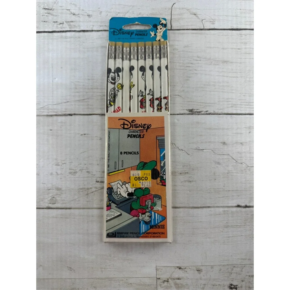 Vintage 1987 Disney Mickey Mouse Character Pencils 8 Pack Empire Pencil Co New